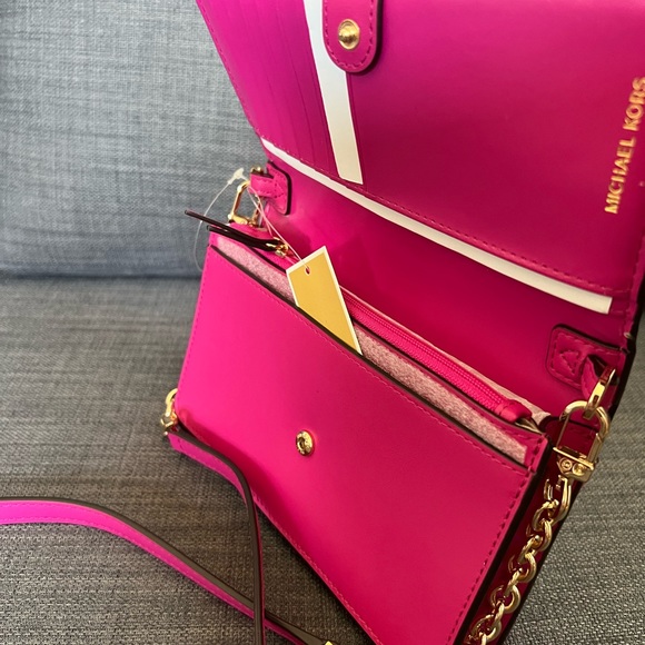 NWT MICHAEL KORS JET SET CHARM SMALL PHONE CHAIN CROSSBODY BAG CLUTCH - Picture 9 of 11